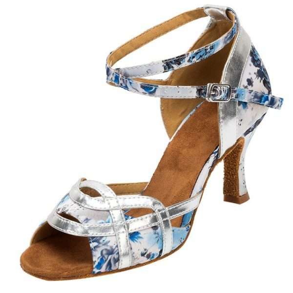 Light Blue Florals  Silver stripe- Shuangyan